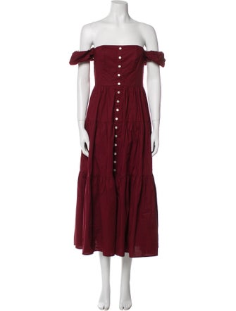 Staud Off-The-Shoulder Midi Length Dress