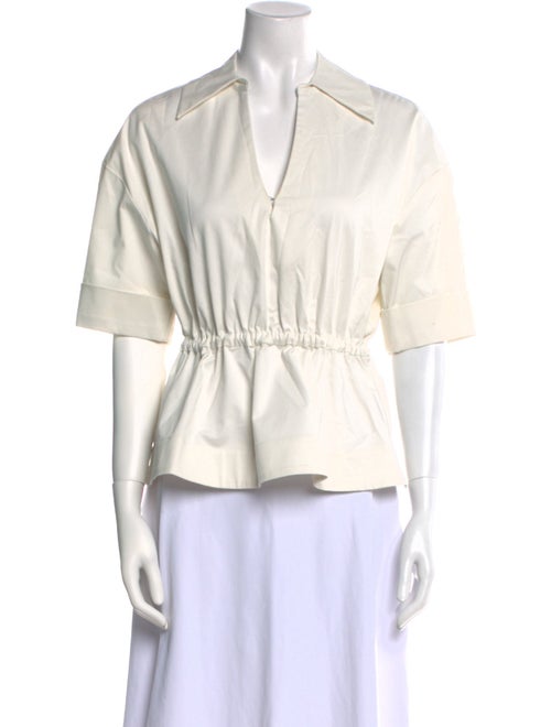 Staud V-Neck Three-Quarter Sleeve Blouse