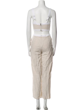 Staud Linen Square Neckline Jumpsuit