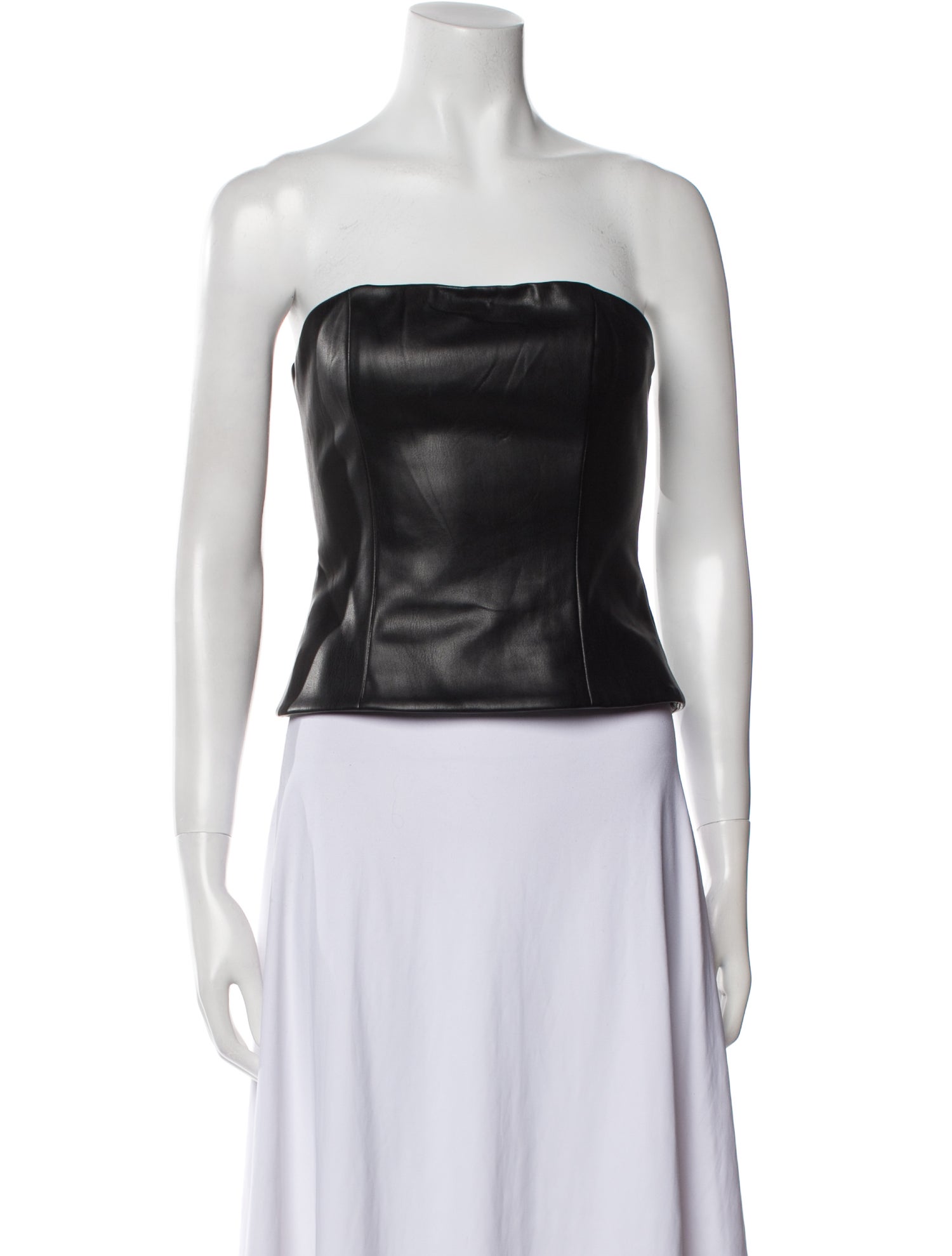 Staud Faux Leather Strapless Crop Top
