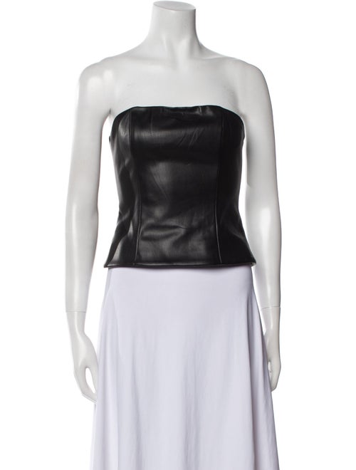 Staud Faux Leather Strapless Crop Top