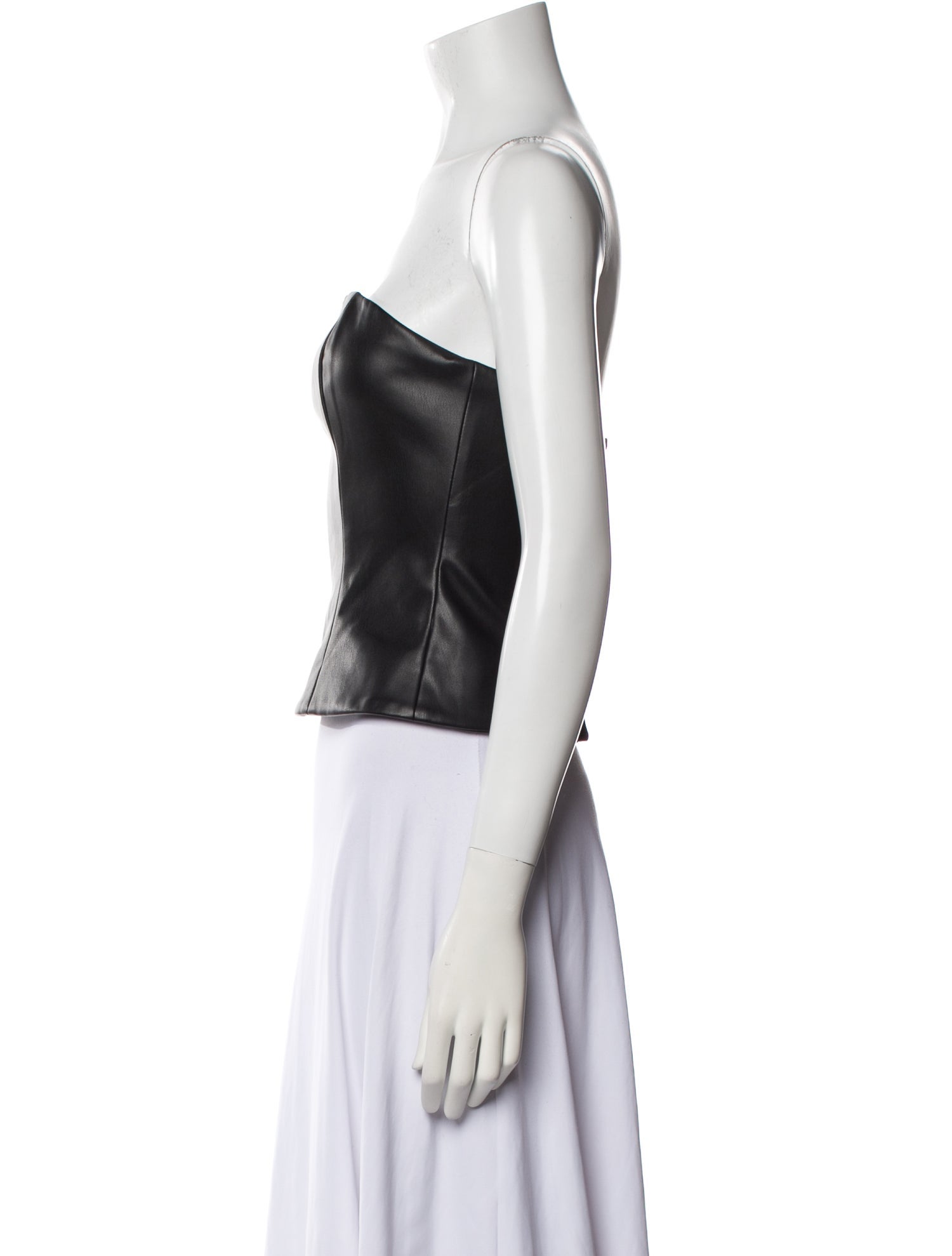 Staud Faux Leather Strapless Crop Top