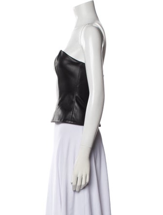 Staud Faux Leather Strapless Crop Top