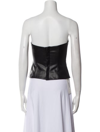 Staud Faux Leather Strapless Crop Top