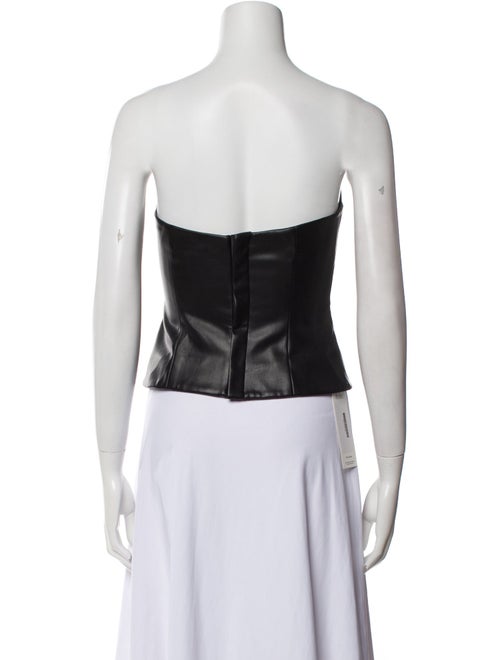 Staud Faux Leather Strapless Crop Top