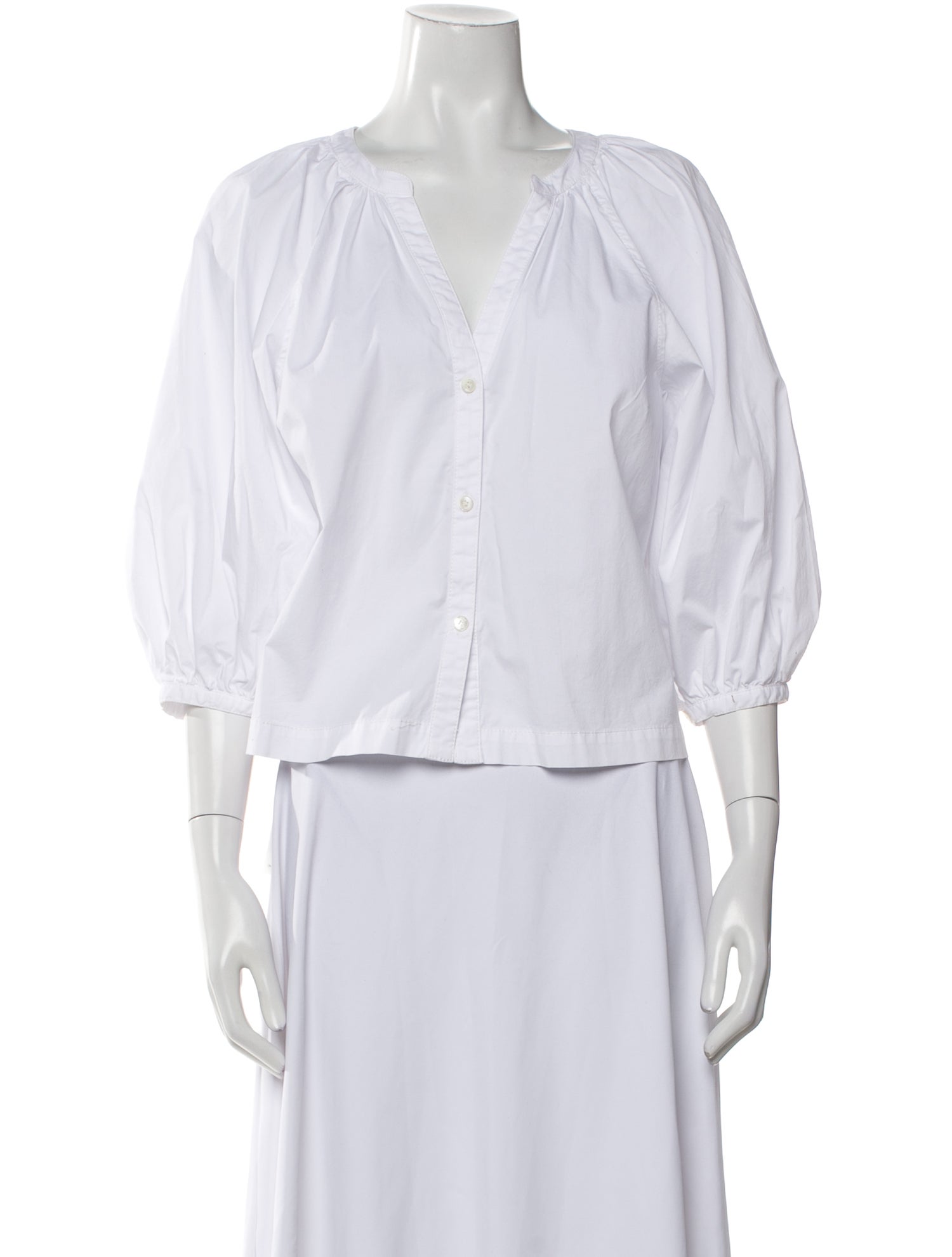 Staud V-Neck Three-Quarter Sleeve Crop Top