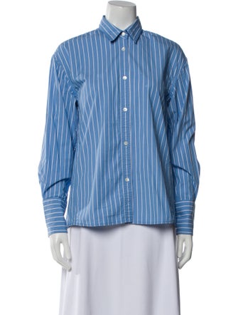 Staud Striped Long Sleeve Button-Up Top
