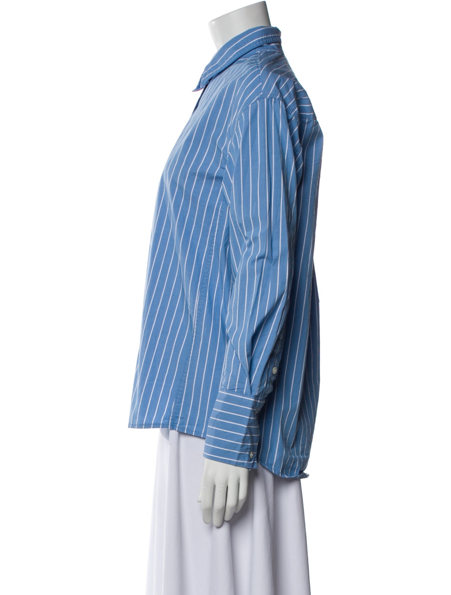 Staud Striped Long Sleeve Button-Up Top