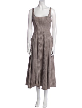 Staud Plaid Print Long Dress