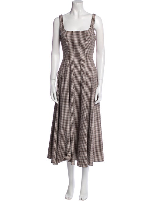 Staud Plaid Print Long Dress