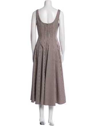 Staud Plaid Print Long Dress
