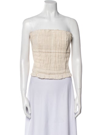 Staud Linen Strapless Crop Top