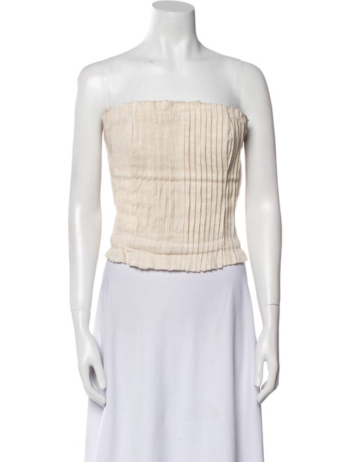 Staud Linen Strapless Crop Top