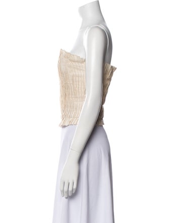 Staud Linen Strapless Crop Top