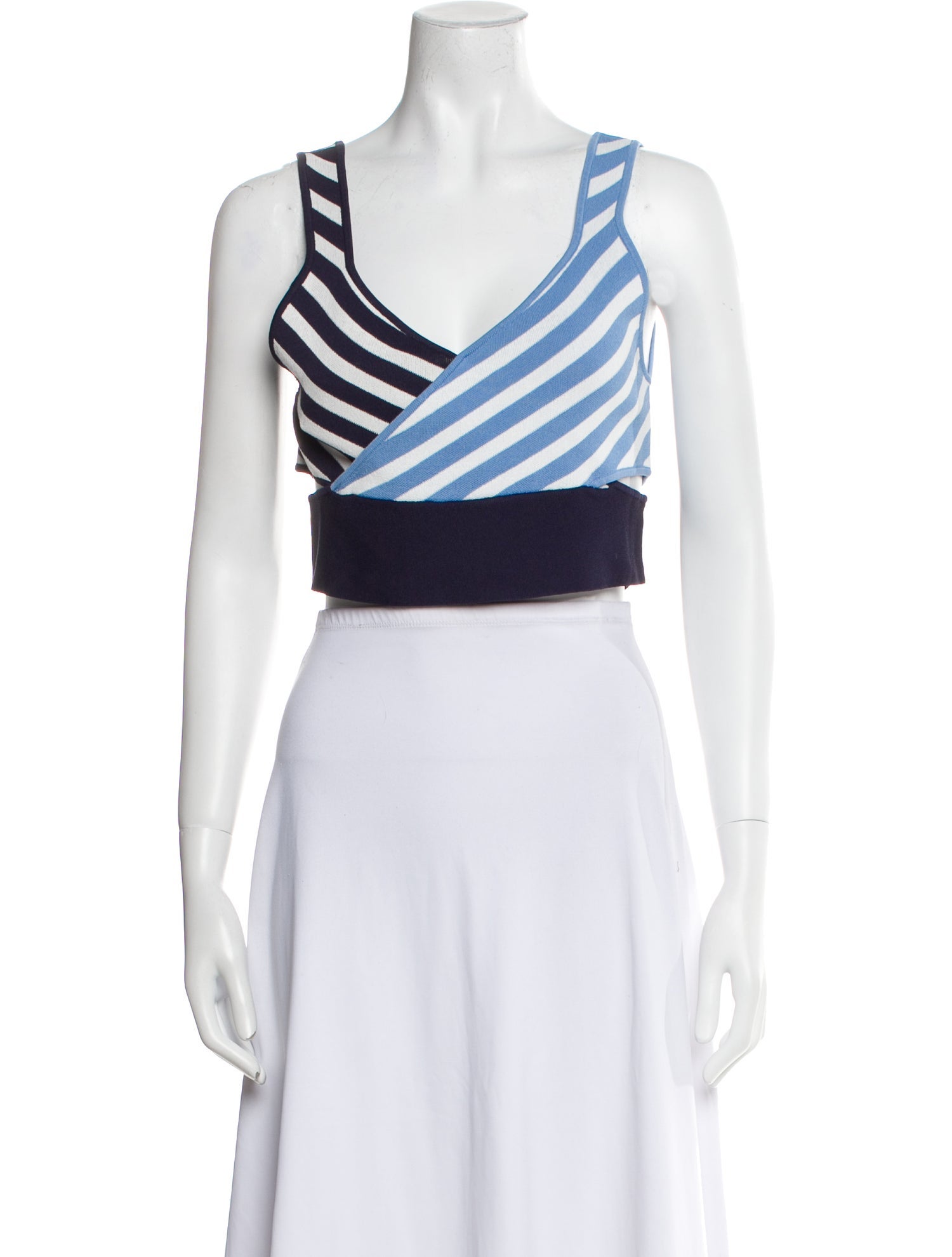 Staud Striped V-Neck Crop Top w/ Tags