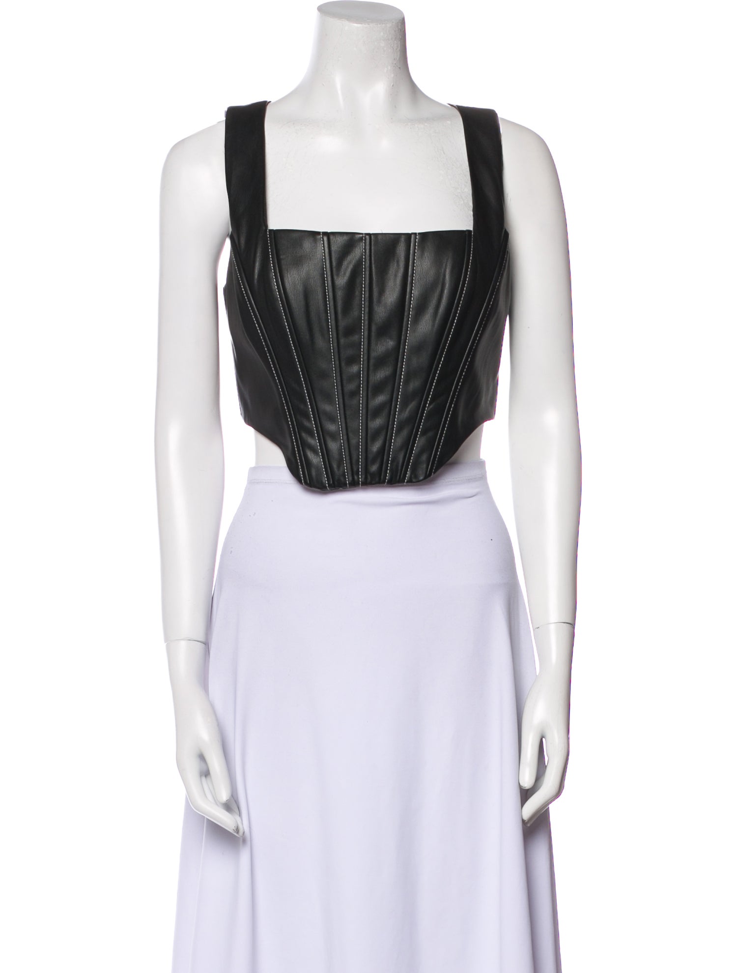 Staud Square Neckline Sleeveless Crop Top