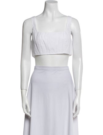 Staud Square Neckline Sleeveless Crop Top