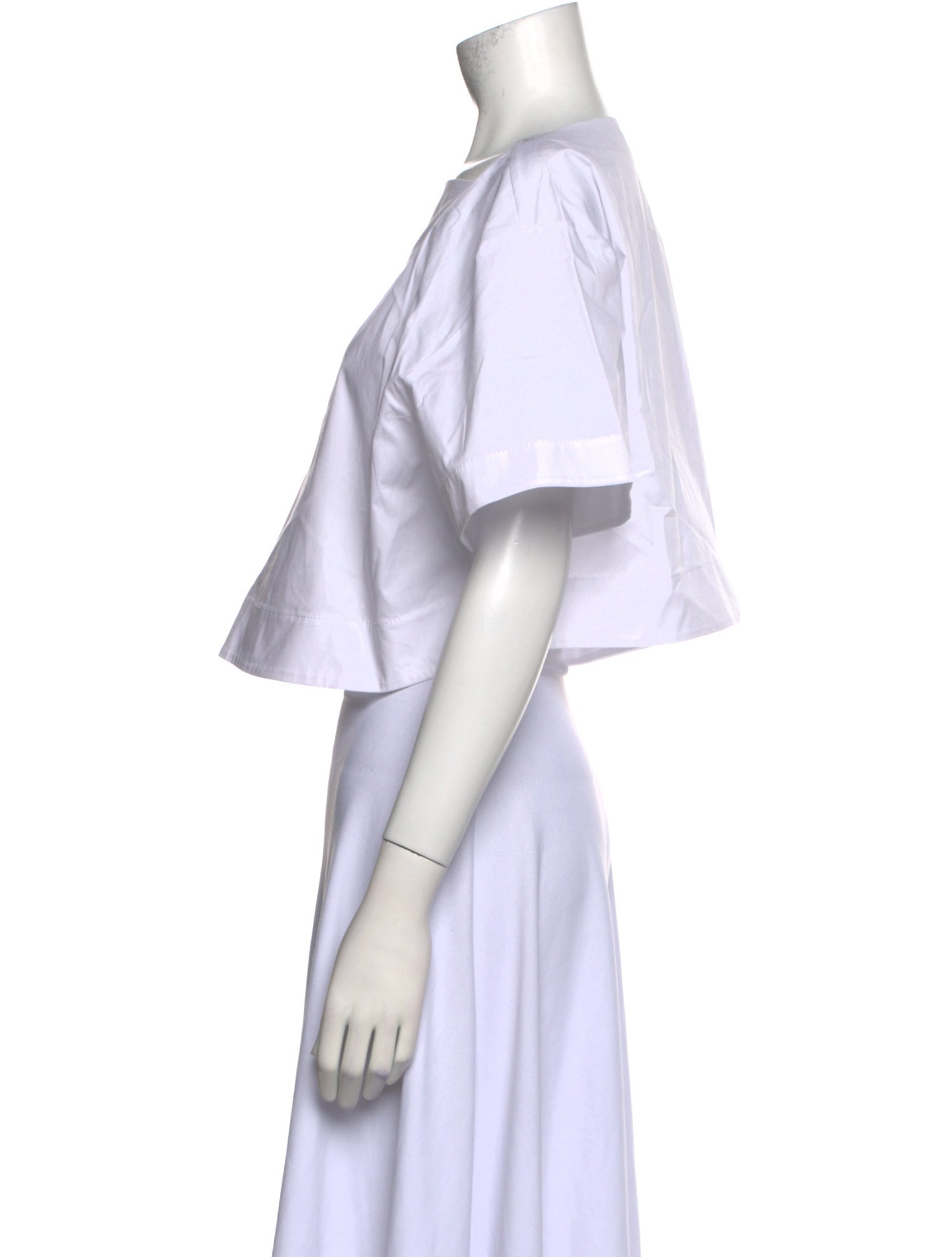 Staud Bateau Neckline Short Sleeve Crop Top