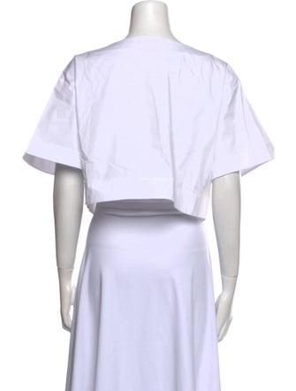 Staud Bateau Neckline Short Sleeve Crop Top