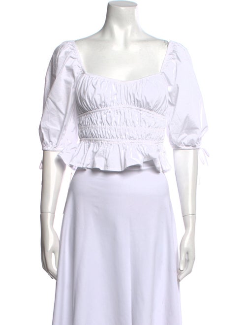 Staud Square Neckline Three-Quarter Sleeve Crop Top