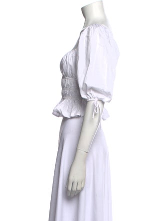 Staud Square Neckline Three-Quarter Sleeve Crop Top