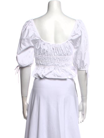 Staud Square Neckline Three-Quarter Sleeve Crop Top