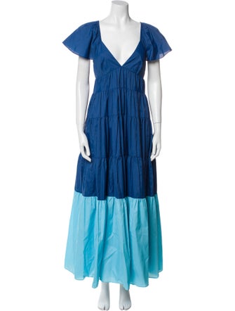 Staud V-Neck Long Dress