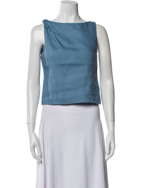 Staud Linen Bateau Neckline Crop Top