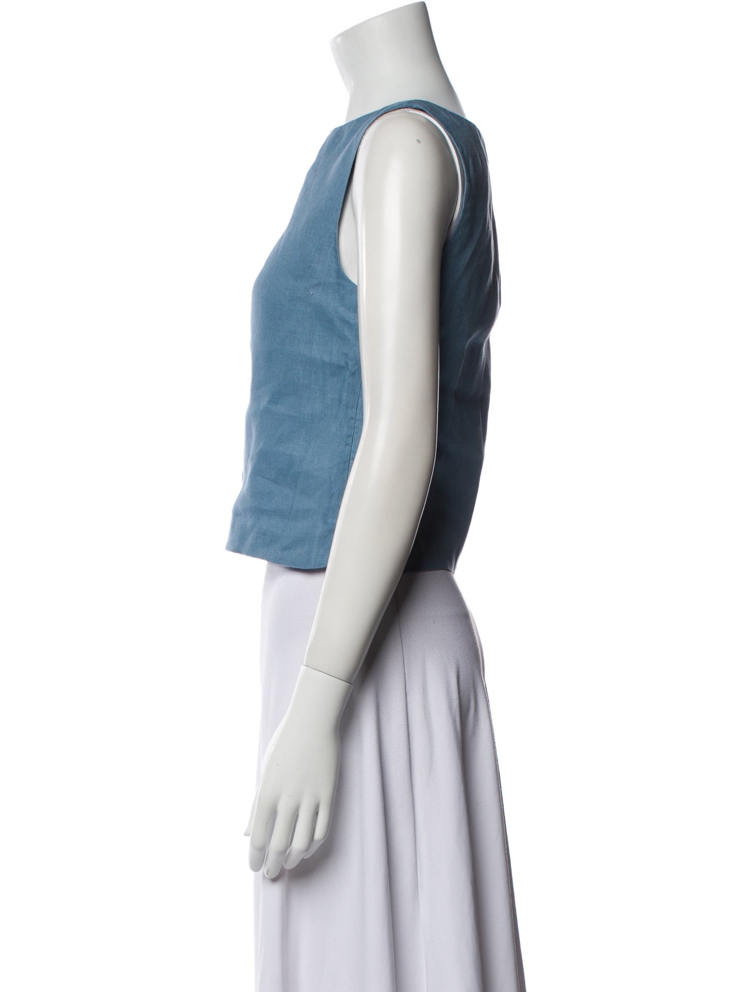 Staud Linen Bateau Neckline Crop Top