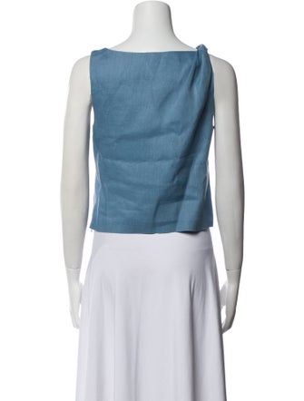 Staud Linen Bateau Neckline Crop Top