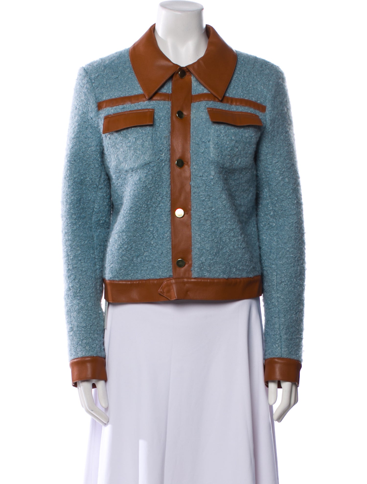 Staud Colorblock Pattern Denim Jacket