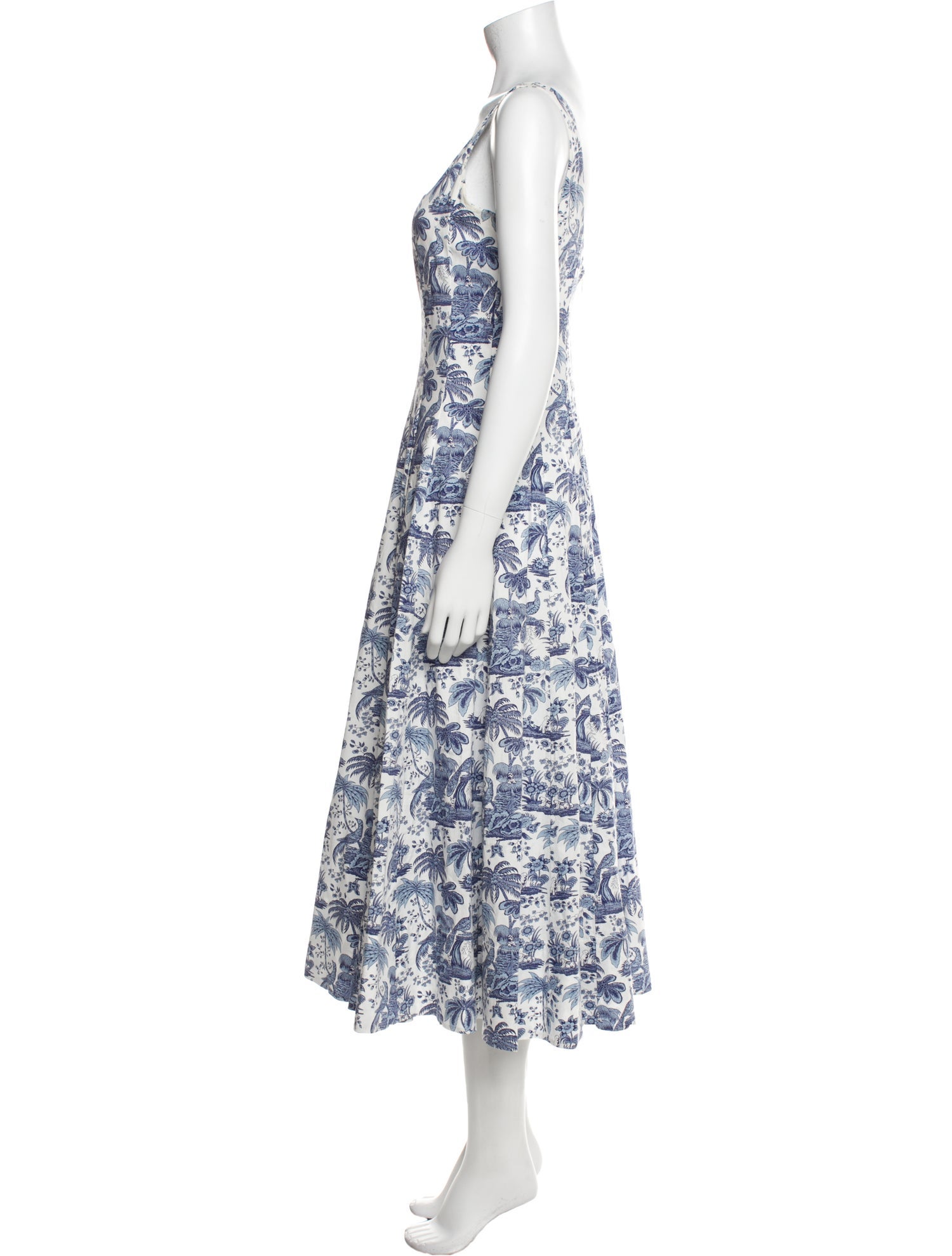 Staud Floral Print Midi Length Dress