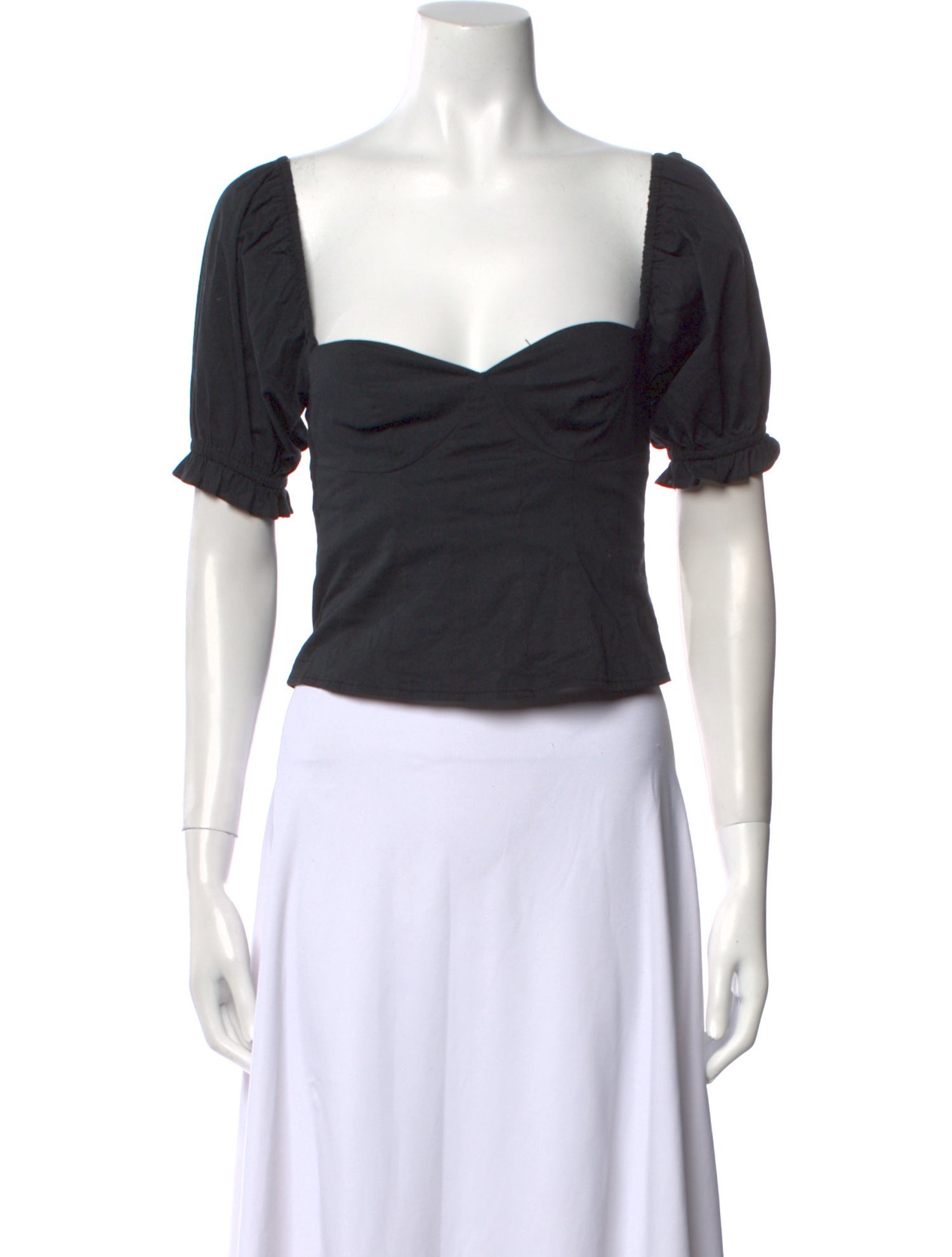 Staud Square Neckline Short Sleeve Crop Top