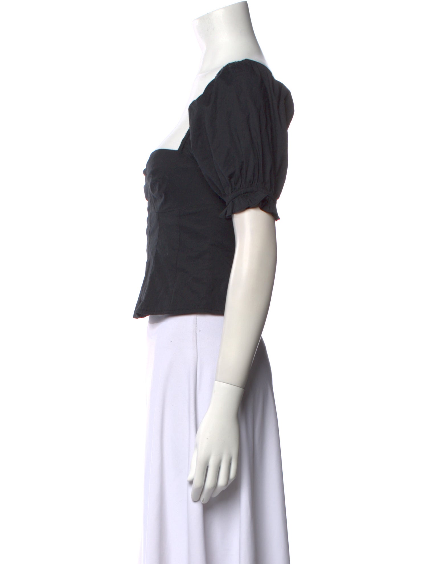 Staud Square Neckline Short Sleeve Crop Top