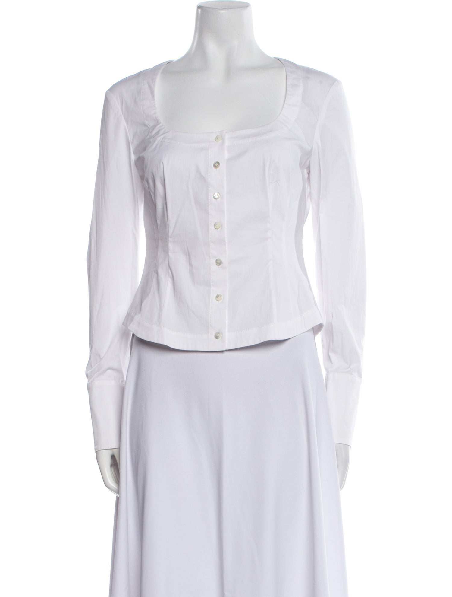 Staud Square Neckline Long Sleeve Crop Top