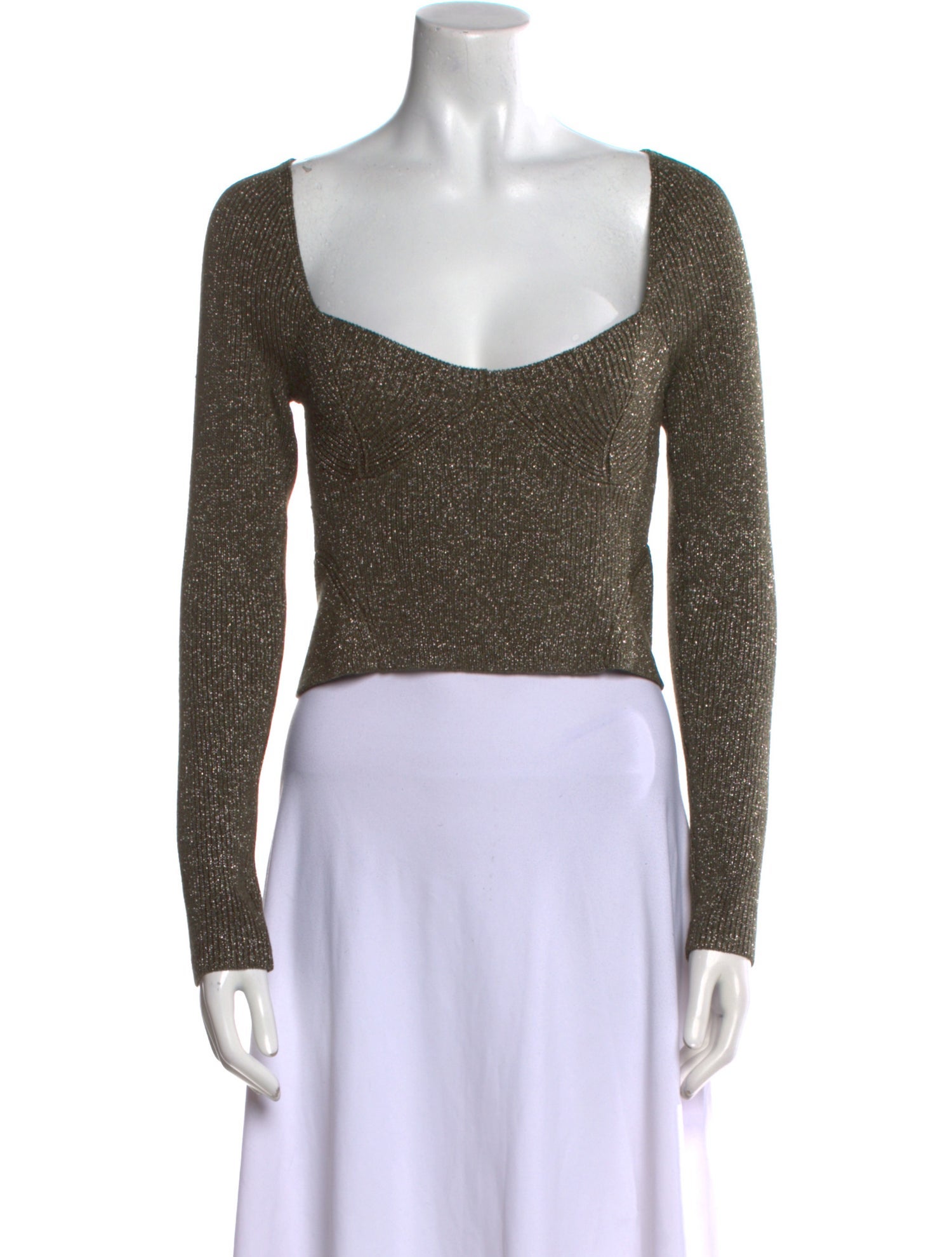 Staud Patterned Square Neckline Crop Top