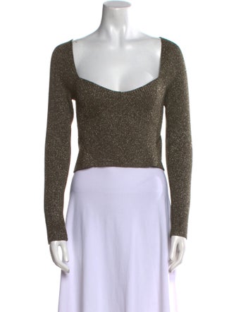 Staud Patterned Square Neckline Crop Top