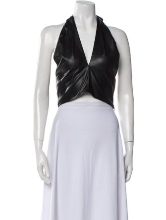 Staud Halterneck Sleeveless Crop Top