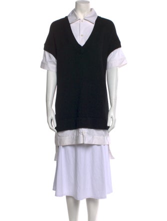 Staud Merino Wool Colorblock Pattern Sweater