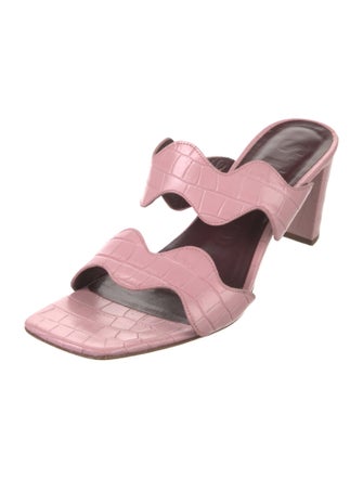 Staud Embossed Leather Slides