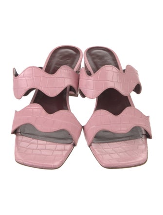 Staud Embossed Leather Slides