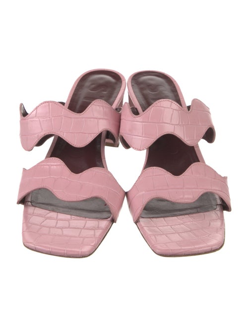 Staud Embossed Leather Slides