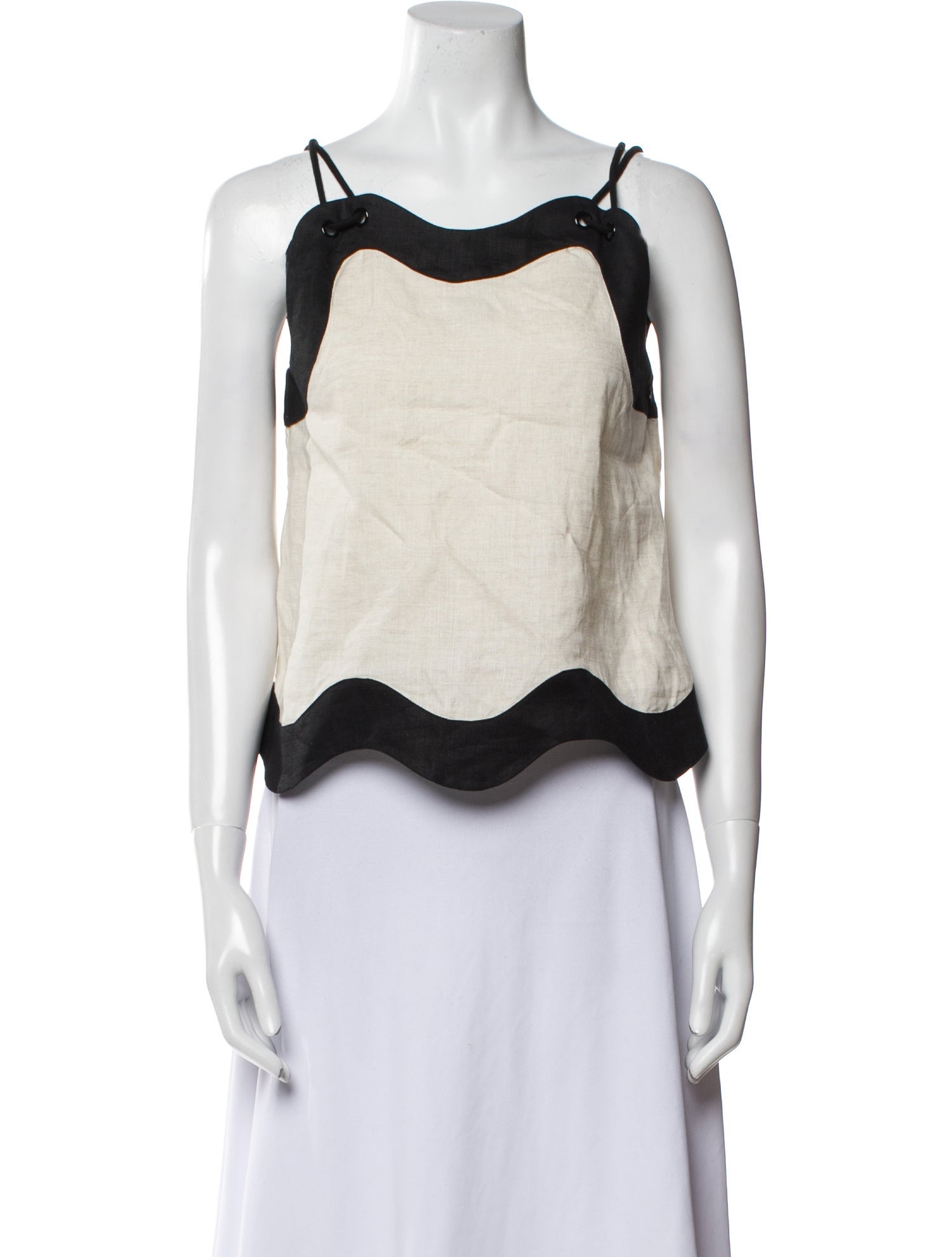 Staud Linen Square Neckline Crop Top