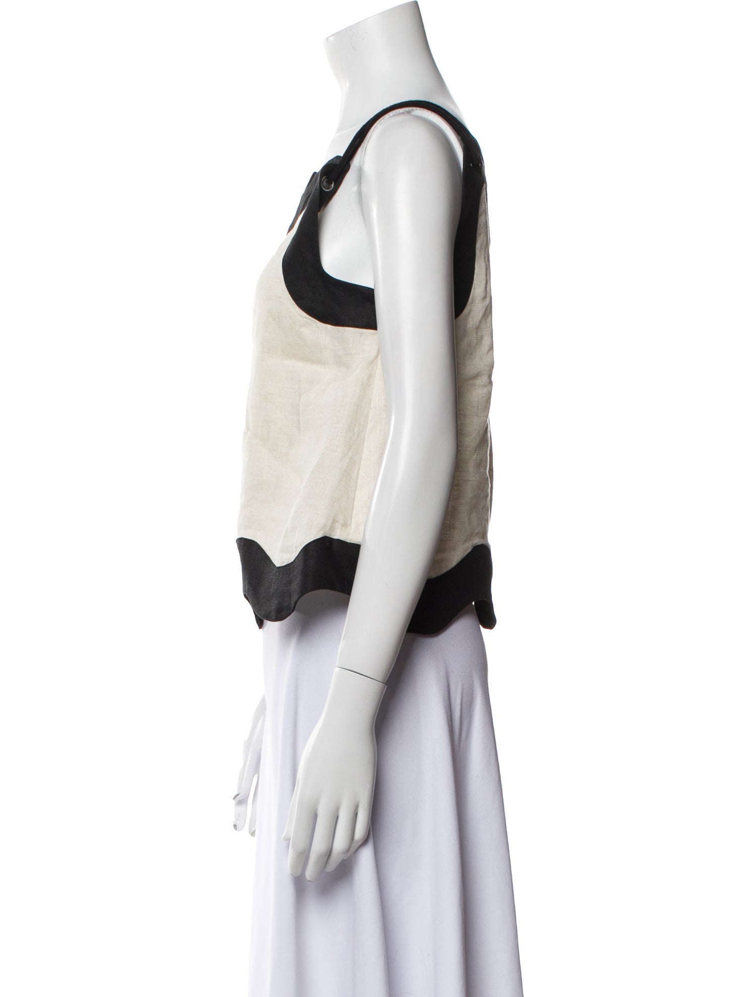 Staud Linen Square Neckline Crop Top