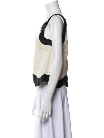 Staud Linen Square Neckline Crop Top