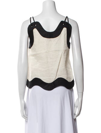 Staud Linen Square Neckline Crop Top