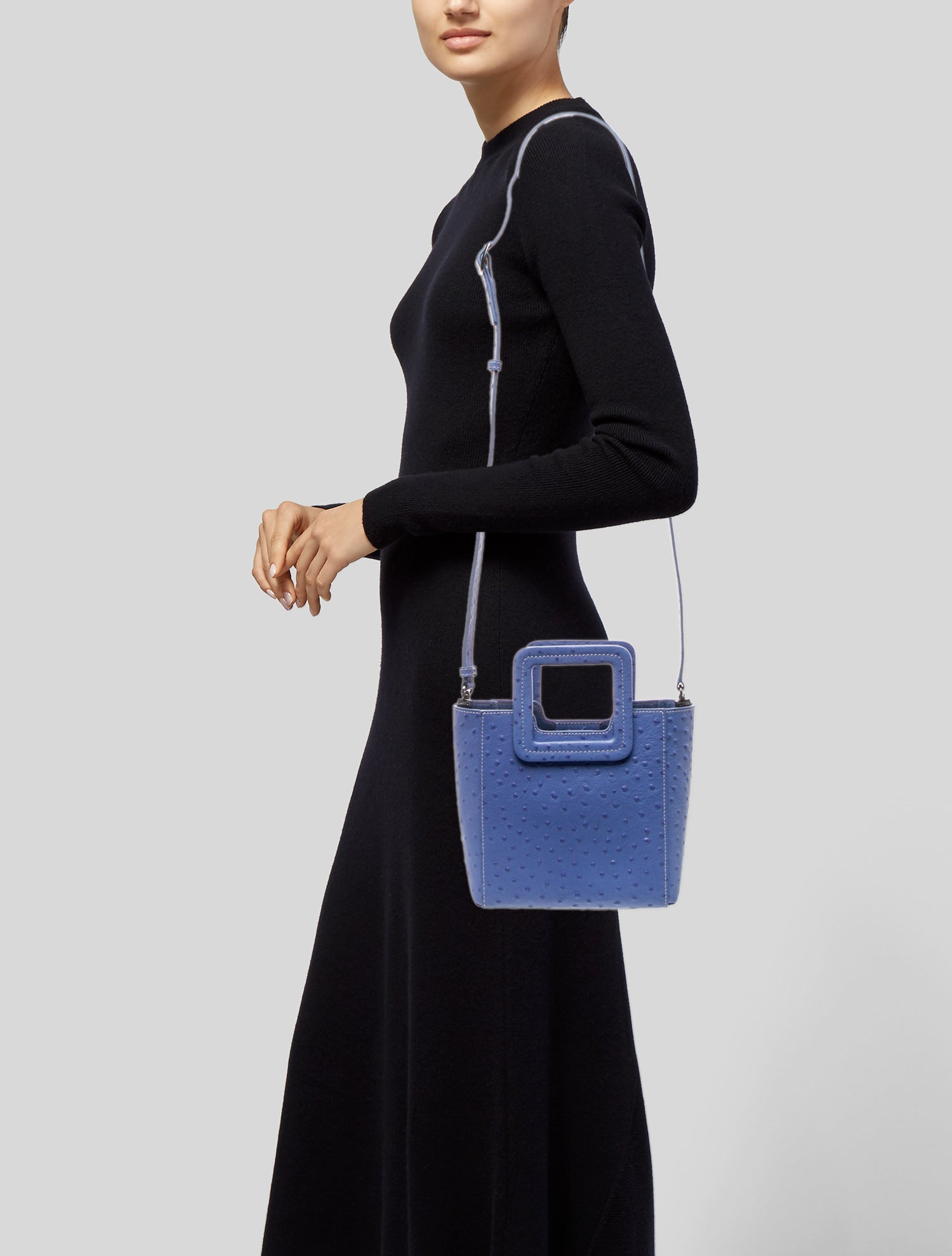 Staud Ostrich Top Handle Bag