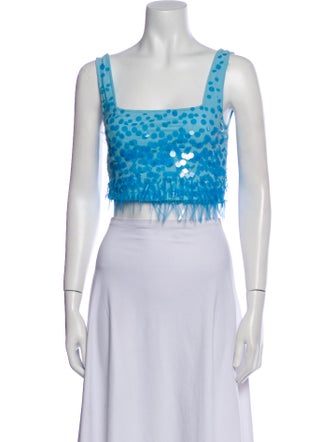 Staud Lace Pattern Square Neckline Crop Top