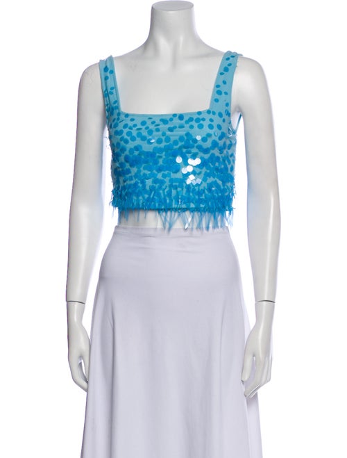 Staud Lace Pattern Square Neckline Crop Top