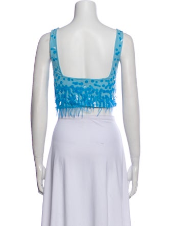 Staud Lace Pattern Square Neckline Crop Top